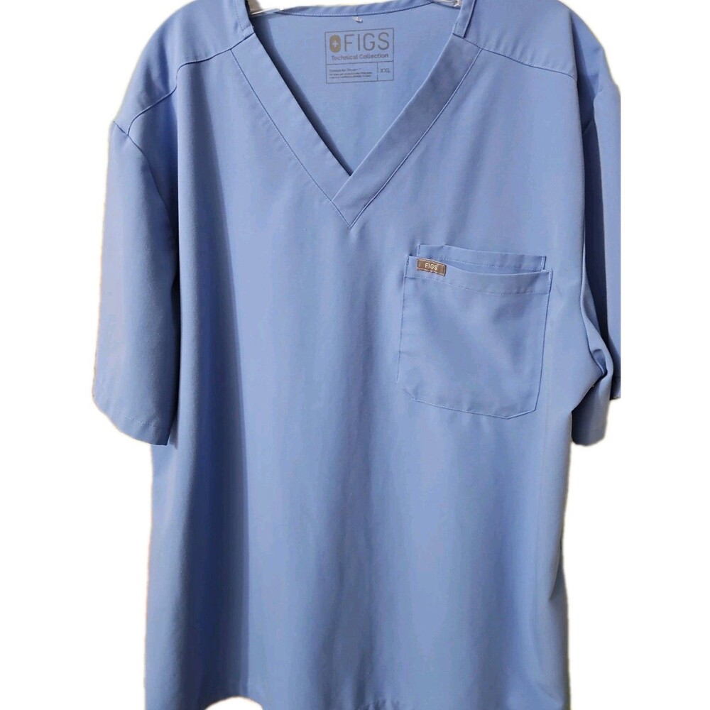FIGS Blue Leon Two Pocket Scrub Top Shirt Men Size XL